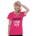 thumbnail image 3 of Beware Fight Back Breast Cancer Pink Womens Slim Fit Graphic Tee Brisco Brands S, 3 of 5