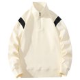 thumbnail image 1 of cfhntfmh Men's Quarter Zip Sweatshirt Casual Mock Neck Long Sleeve Color Block Pullover Sweatshirt Fall Oversized Basic Tops, 1 of 7