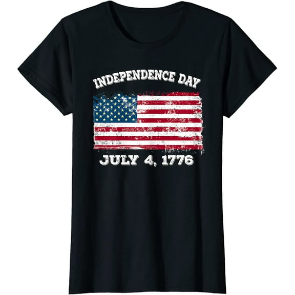 Independence Day July 4 1776 Fourth of July American Flag T-Shirt Gift
