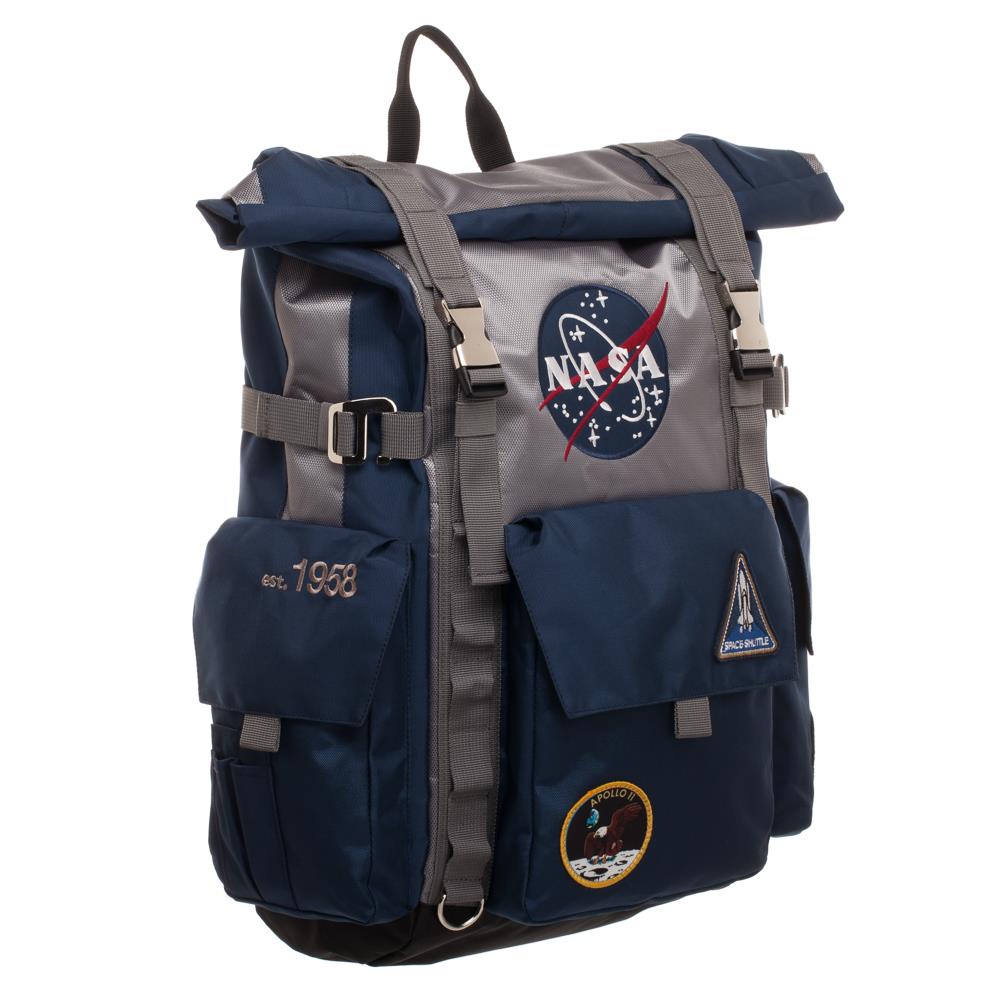 NASA Backpack Meatball Logo Roll Top Built Up Space Laptop Bag - image 3 of 4