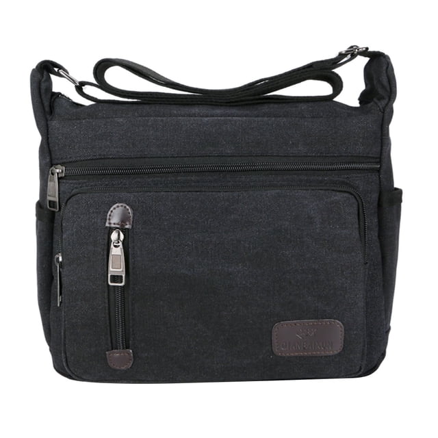 Bolso bandolera de lona negra para hombre de TINKSKY, bolso bandolera tipo cartera, bolso de viaje para hombre