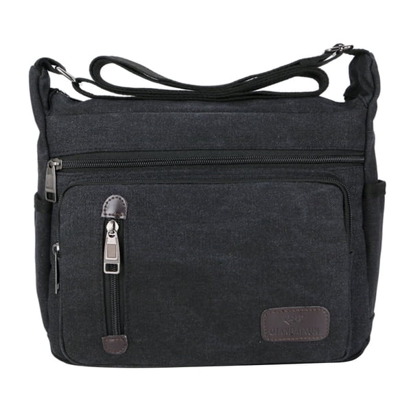 Bolso bandolera de lona negra para hombre de TINKSKY, bolso bandolera tipo cartera, bolso de viaje para hombre