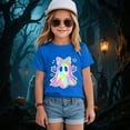 thumbnail image 2 of Staki Girls Halloween Shirts Toddler Girl Halloween T-Shirt Short Sleeve Kids Fun Tops(Dark Blue,3-4 Years), 2 of 5