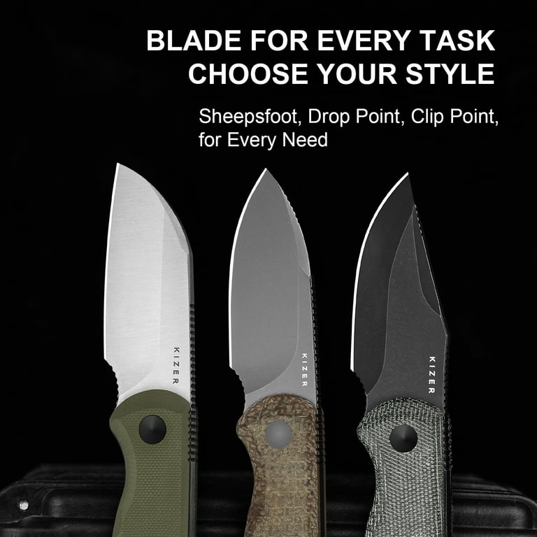 Kizer Fixed Blade Knife Drop Bear, 14C28N Steel Burlap