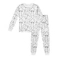 thumbnail image 1 of XDZJLR Ensemble de Pyjama pour Filles Tout-Petits, Pyjama Enfant, Imprimé Graphique Diy, Col Rond Peint à la Main, Manches Longues, Pantalons Longs, Vêtements de Maison, Ensemble de Vêtements de Nuit, Blanc, 4-5 Ans, 1 of 2