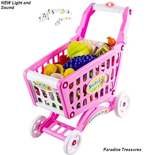 Pink Pretend Play Shopping Cart Toy For Girls With 3 In 1 Grocery Cart With Light And Sound 78 Pc Grocery Set Us Seller Walmart Com Walmart Com