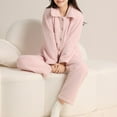 thumbnail image 4 of FDGIU Women's Winter Fuzzy Pajamas Set‌, 2 Piece Cozy Fleece Sleepwear, Loungewear Long Sleeve Top with Pockets, 4 of 4