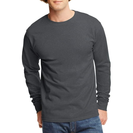 Mens Tagless Cotton Crew Neck Long-Sleeve Tshirt (Best Black T Shirt Mens)