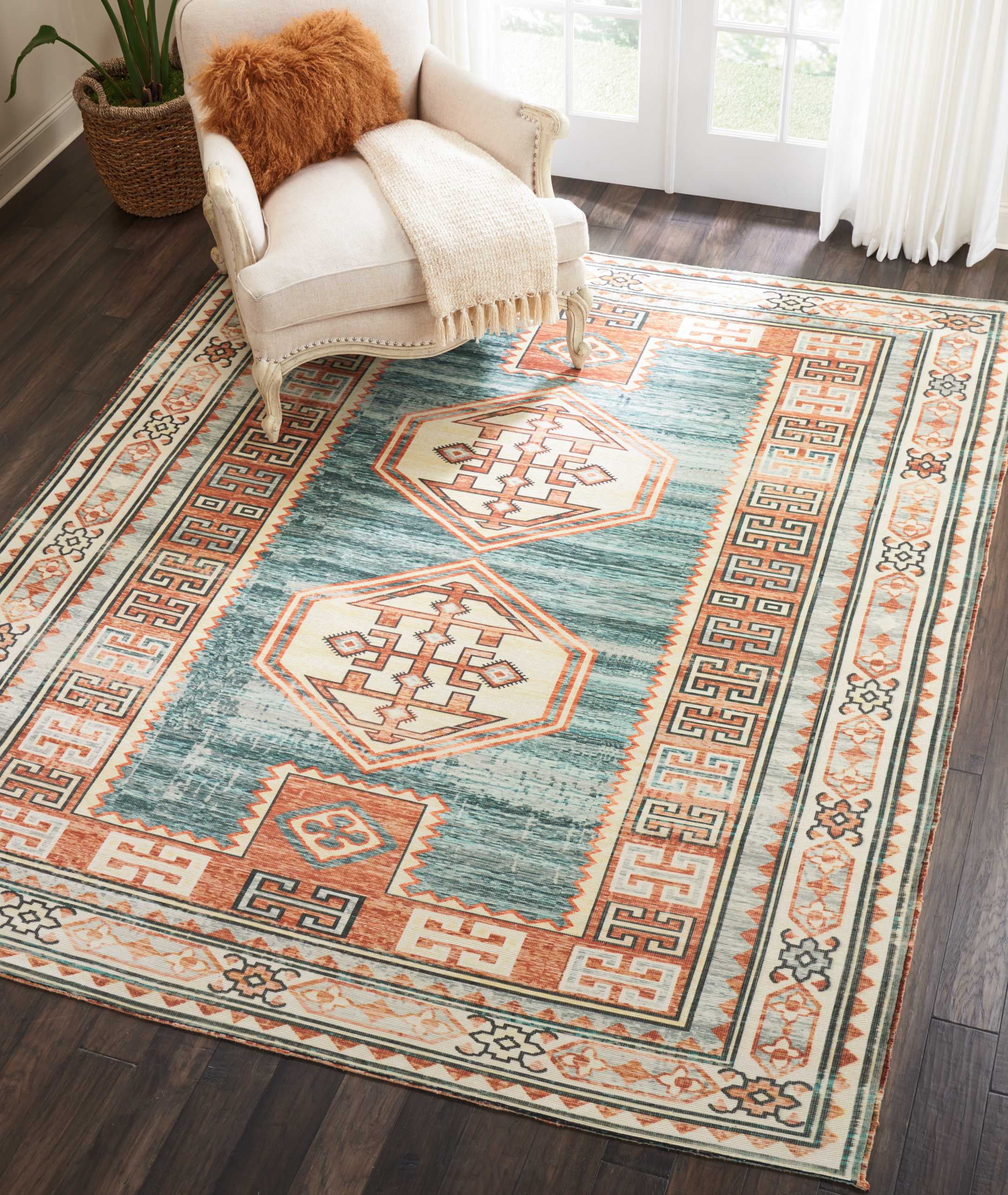 Nourison Madera Tribal Teal Green Area Rug