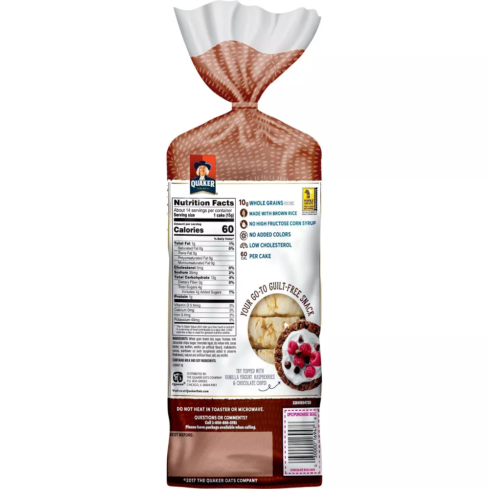 Quaker Chocolate Gluten Free Large Rice Cakes - 7.23oz pack of 4