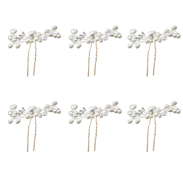 Épingles à Cheveux Décoratives pour Bal et Fête, Épingles à Cheveux en Perles en Matériau Durable pour Femmes (6 Pcs, Blanc)
