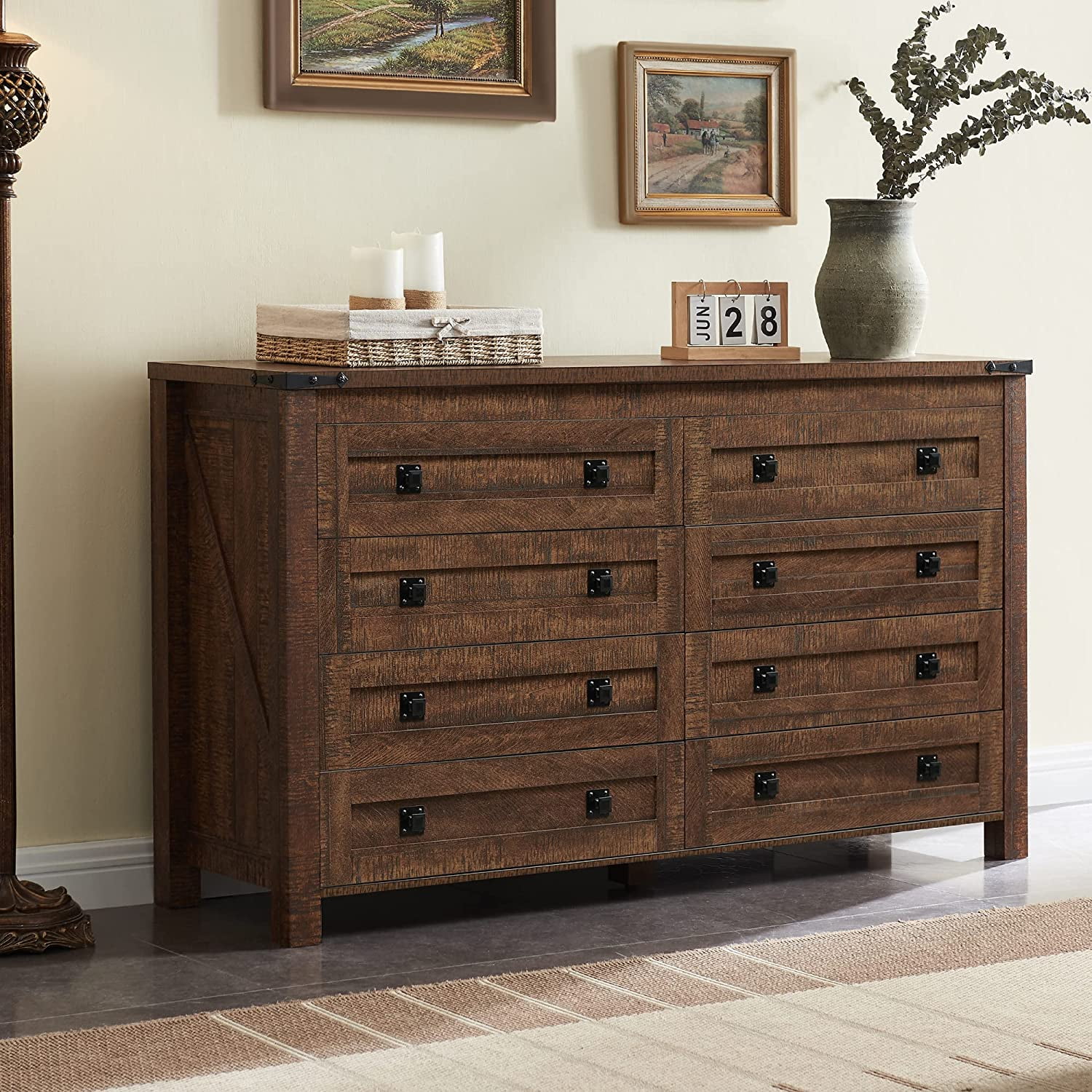 OKD 8 Drawers Dresser Chests for Bedroom Farmhouse Wood