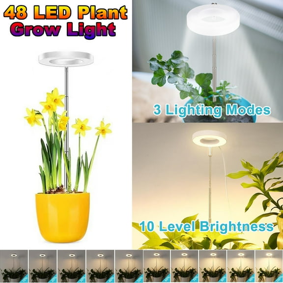 Ryhampaper 48 LED Grow Light Plant Growing Lamp Full Spectrum for Indoor Plants with Timer 3/9/12Hrs Height, Adjustable Desktop Growing Lamp