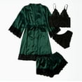 thumbnail image 1 of Batas de mujer de talla grande, lencería de seda, bata de baño de satén, conjunto de cuatro piezas, pijamas para dormir, pijamas para mujer, 1 of 6