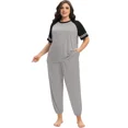 thumbnail image 4 of Cueply Women’s Plus Size Pajama Set 2 Piece Short Sleeve Lounge Top and Elastic Waist Jogger Pants Soft Sleepwear, 4 of 7