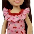 thumbnail image 5 of Barbie Chelsea Small Doll in Cherry-Print Dress with Brunette Hair & Brown Eyes, 5 of 7