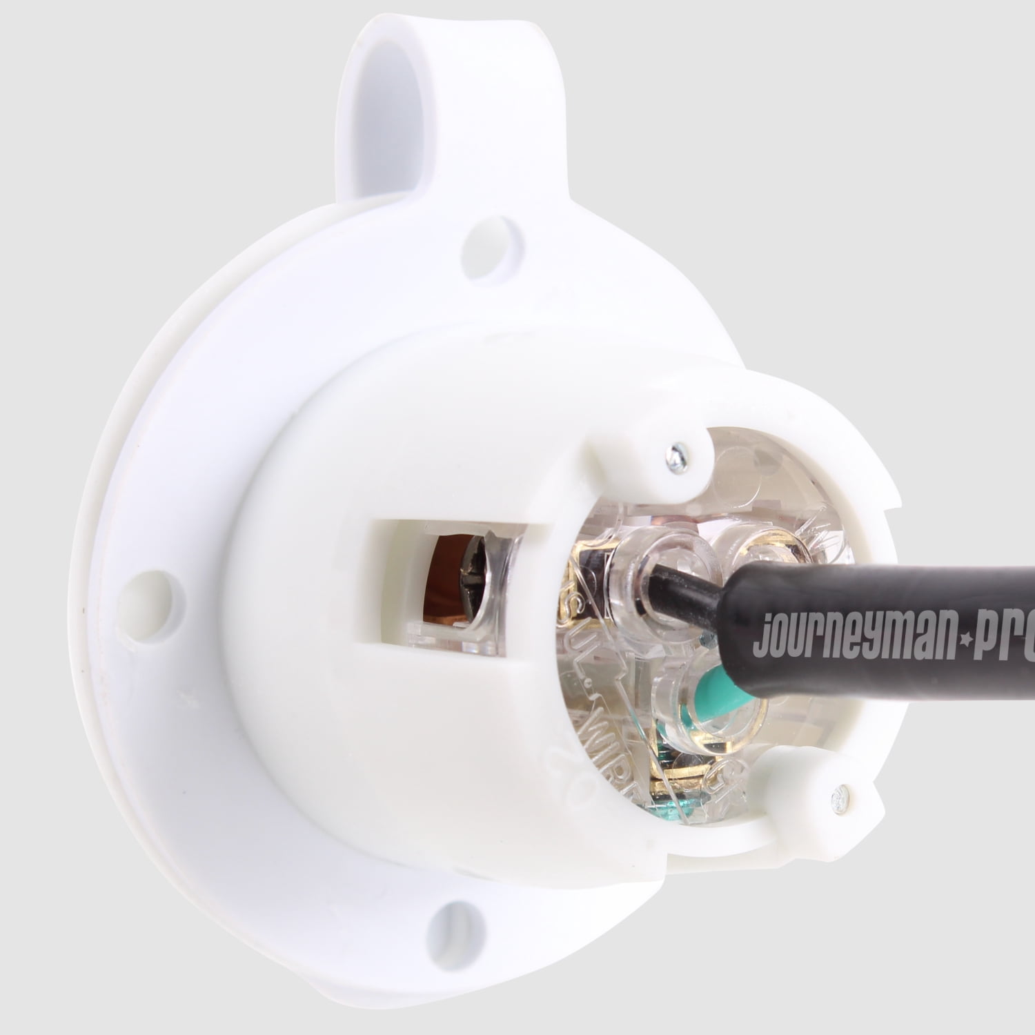 15A Weatherproof Outdoor Power Outlet by Journeyman-Pro 15 Amp 125 Volt NEMA 5-15R Receptacle Kit with Integrated 20" Extension Cord + Waterproof Rubber Cover (GCR1-WHITE)