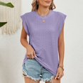 thumbnail image 4 of Womens Cap Sleeve Eyelet Top T-shirt Dressy Casual Loose Fit Tank Tops Round Neck Solid Color Tunic Tops (Large, Purple), 4 of 7