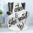 thumbnail image 4 of Engagement Party Soft Flannel Fleece Blanket, Hand Written Oriental Design Wedding Engagement Words Artwork Print, Cozy Plush for Indoor and Outdoor Use, 60" x 80", Black and White, by Ambesonne, 4 of 5