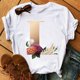 thumbnail image 1 of Nombre personalizado letra combinación moda mujer camiseta flor letra fuente ABCDEFG manga corta Tops negro camiseta ropa Tan Jianjun unisex, 1 of 2