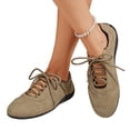 thumbnail image 3 of Lace Up Ballet Sneakers for Women Round Toe Sneakerina Shoes Slip On Ballerina Flats Comfortable Fashion Walking Shoes, 42, 3 of 10
