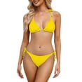 thumbnail image 2 of ECHFIPROM Women's Solid Triangle Bikini Set,2 Piece Bathing Suits for Women Adjustable Halter Swimwear for Beach & Pool,Yellow,XL, 2 of 6