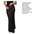 thumbnail image 5 of Joernso Maxi Skirt High Waist Solid Color Long Skirt with Shiny Sequin Decoration Home Commuting Street Leg-lengthening Skirt, 5 of 5