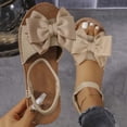 thumbnail image 2 of Womens Sandals Bow Open Toe Flat Sandals Casual Fashion Elastic Ankle Strap Bow Decorated Flat Heel Shoes for Summer Beach Daily Walking Vacation, 2 of 9