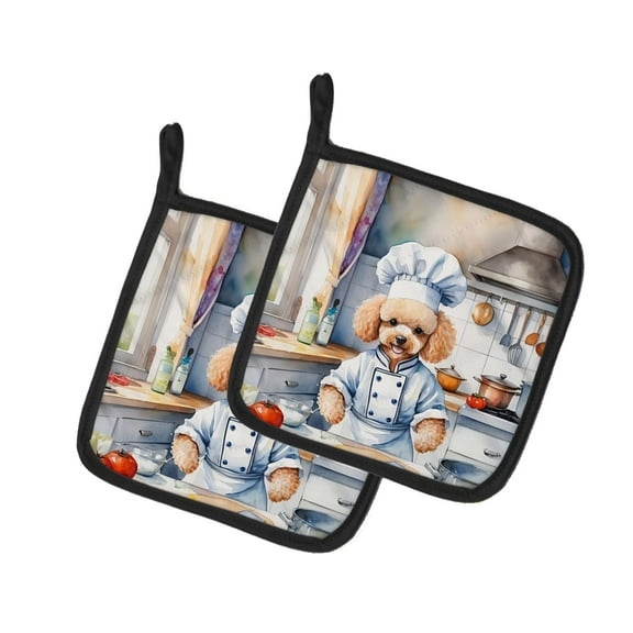 Carolines Treasures DAC6308PTHD 7.5 x 7.5 in. Unisex Poodle The Chef Pair of Pot Holder