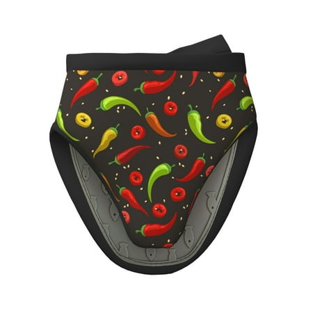 

Pofeuu Chili2 Print Thickened Mini Silicone Oven Mitts Heat Resistant Rubber Oven Mitt Gloves Finger Pinch Grips Pot Holder Silicone Potholder