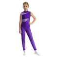 thumbnail image 1 of Nyeemya Combinaison Sans Manches pour Filles, Gymnastique, Col Montant, une Pièce, Extensible, Violet 12, 1 of 7