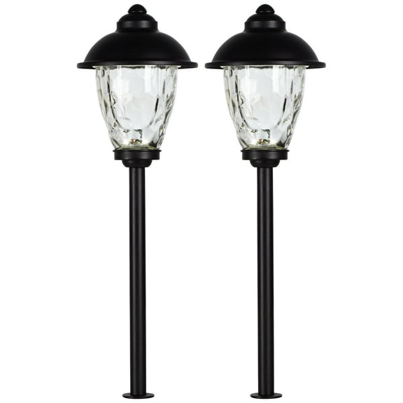 John Timberland Concord 18" High Country Outdoor Landscape Path Lights Porch House Set of 2 LED Bulb Black Metal Clear Glass Shade
