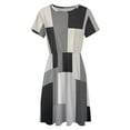 thumbnail image 4 of Geometric Art, Black And White Beige Dress Fashion Beach Short Sleeve Dresses Female Party Printed Sundress, 4 of 7