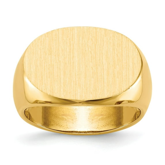 Solid 14k Yellow Gold Men's Engravable Signet Ring (14mm) - Size 9