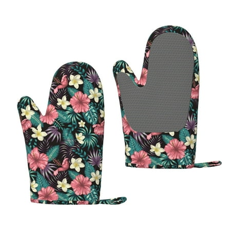 

Lukts Green Tropical Leaves for Silicone Anti-Scalding Gloves Kitchen Lanyard Gloves for Grilling Baking Cooking