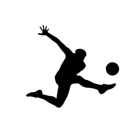 ND125 Soccer Player Kicking Ball With Left Leg Decal Sticker | 5.5-Inches By 4.9-Inches | Car, Truck Van SUV Laptop Macbook Decal | Black