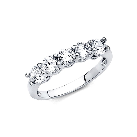 14k White Gold Cubic Zirconia Wedding Band Ring Size 5 Wedding Band for Women and Men - 2.6 Grams