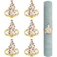 thumbnail image 1 of Juego de 6 anillos para servilletas, anillos para servilletas para la cosecha, Acción de Gracias, decoraciones de mesa navideñas, bodas, cenas, fiestas, decoración de bricolaje (árbol de Navidad), 1 of 4