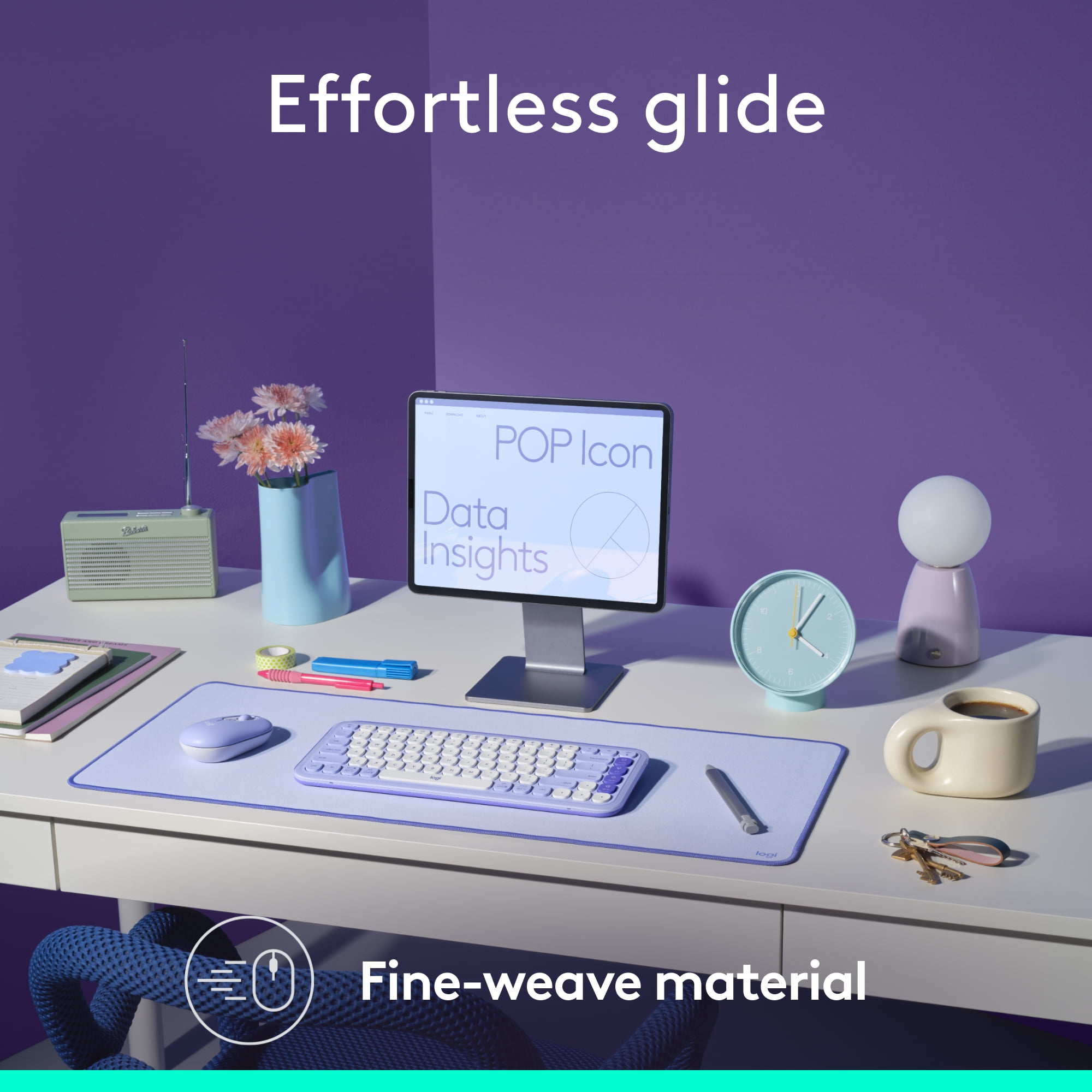 Logitech Desk Mat - Studio Series, Multifunctional Large Desk Pad, Extended Mouse Mat, Lilac