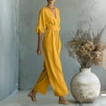 thumbnail image 4 of purcolt Womens Half Sleeve Wide Leg Jumpsuits Elegant V-Neck Business Office Jumpsuit Waist Cinch Dressy Casual Rompers (Available in Plus Size), 4 of 6