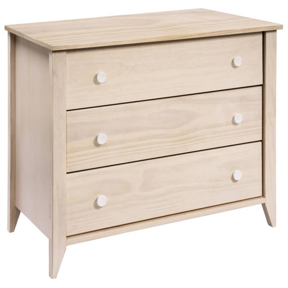 Pemberly Row Wood 3-Drawer Dresser with Removable Changing Tray in Natural