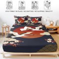 thumbnail image 5 of Full Size Fitted Sheet Set - Japanese Style 3 Piece Bedding Sets 16" Deep Pocket Fitted Sheet with 2 Pillowcases Modern Cranes Cherry Flower Wave Red Blue Brushed Microfiber Hotel Luxury Bed Sheets, 5 of 9