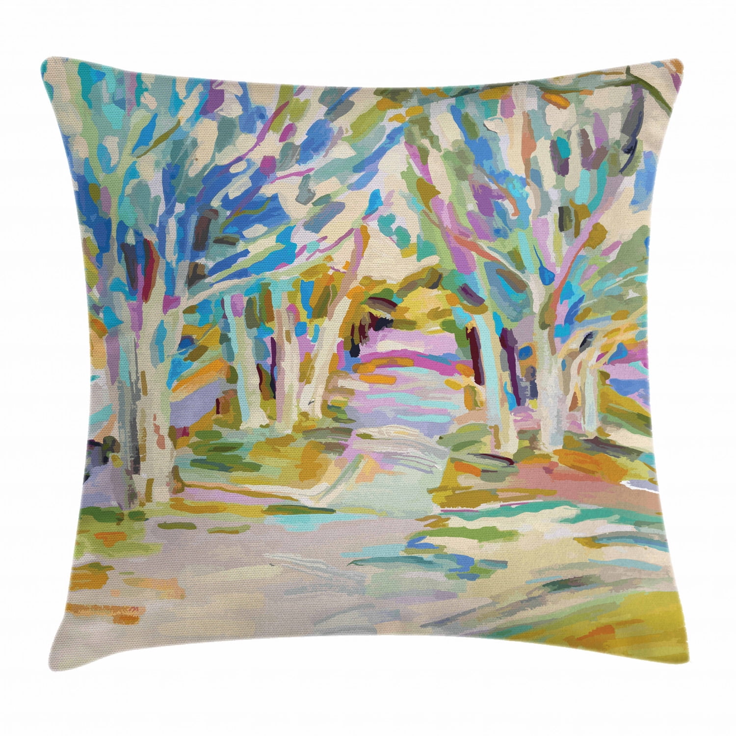 Fine Art Throw Pillow Cushion Cover, Woodland Scene with Leafless Trees