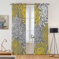 thumbnail image 2 of Yellow Gray Floral Kitchen Curtains 96 Inch Length, Farmhouse Retro Abstract Flowers Art Grommet Top Bedroom Living Room Curtains, Light Filtering Cafe Curtain Drapes 2 Panels Set 104''x96'', 2 of 9