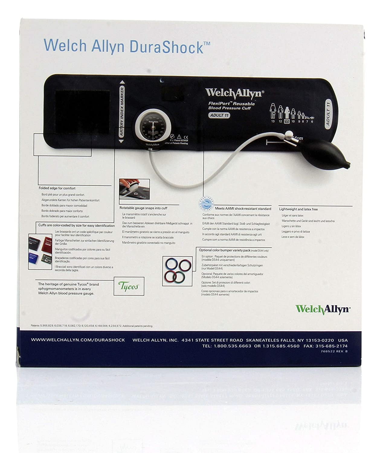 Welch Allyn DS44-11 Durashock Adult Cuff Aneroid Sphygmomanometer 1/ea