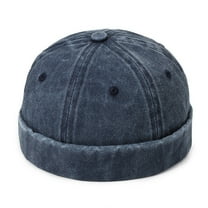 MIASHUI Men's All-Season Washed Denim Skull Cap Street Plain Retro Outdoor Navy