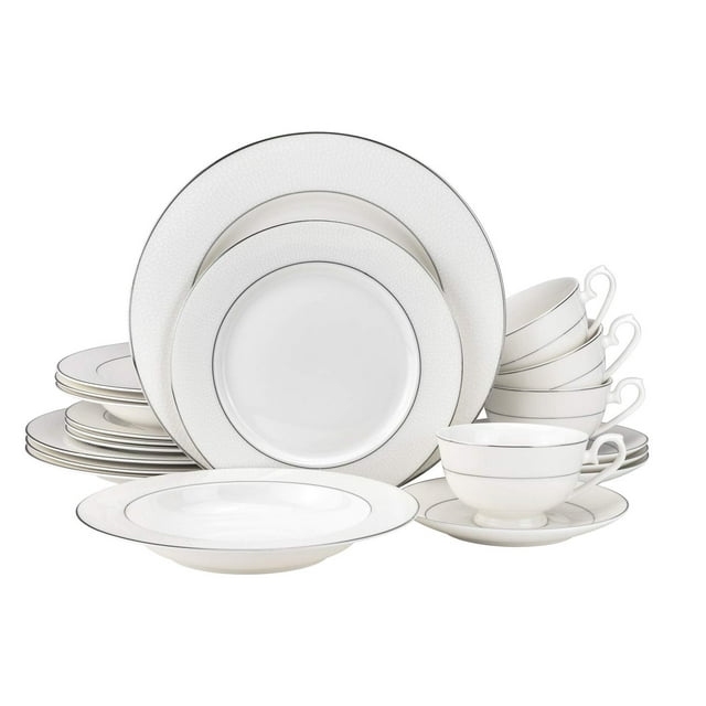 20-pc. Dinner Set Service for 4, 24K Gold-plated Luxury Bone China Tableware ("Maria" 6832P)