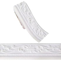 90.5x4.7in Crown Molding Peel and Stick Self Adhesive White Marble Flexible Foam Trim 3D Sticky Decorative Wallpaper Border Wall Edging Foam Baseboard Mirror Border Wall Lines Hotel DIY Decor White