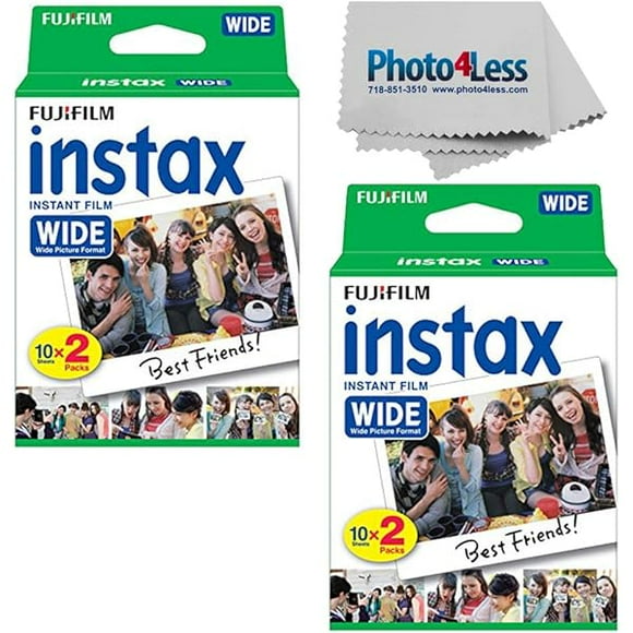 Fujifilm Wide Instant Film Twin Pack X2 (40 Sheets) + Camera and Lens Cleaning Cloth