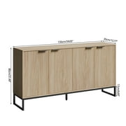 Fluted Accent Cabinet, Sideboard Storage Cabinet with Adjustable Shelves, Wooden Fluted Cabinet for Living Room, Dining Room, Hallway